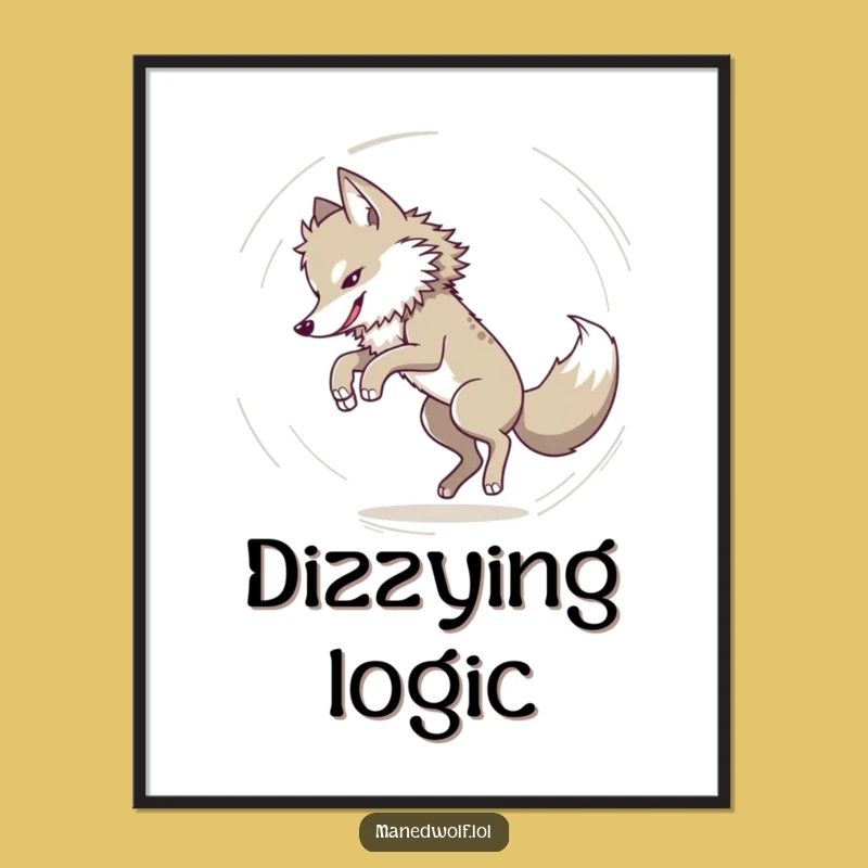 Funny Maned Wolf Tail Chase Poster - Dizzying Wall Art