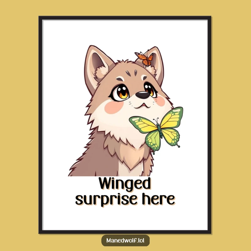 Funny Surprised Maned Wolf Poster - Wall Art with a Hilarious Twist
