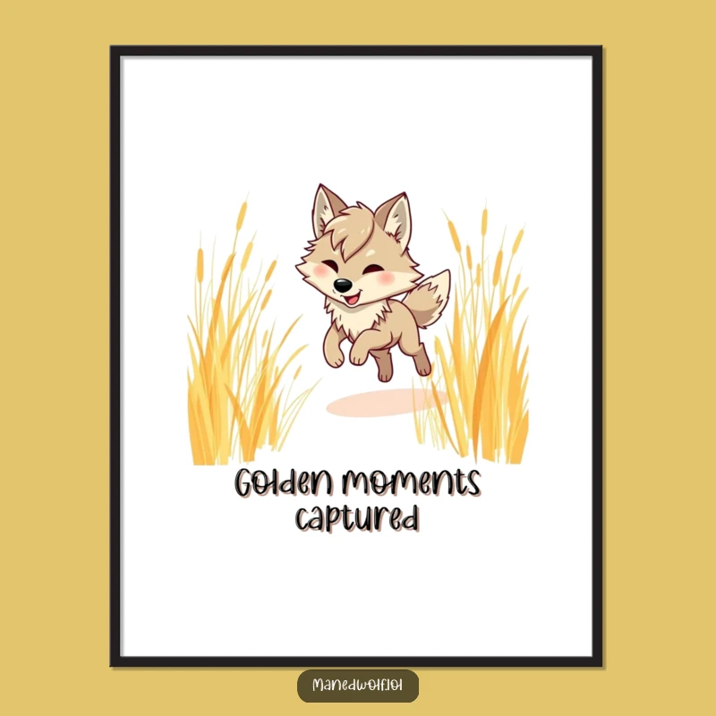 Funny Maned Wolf Prancing Poster - Exotic & Hilarious Wall Art