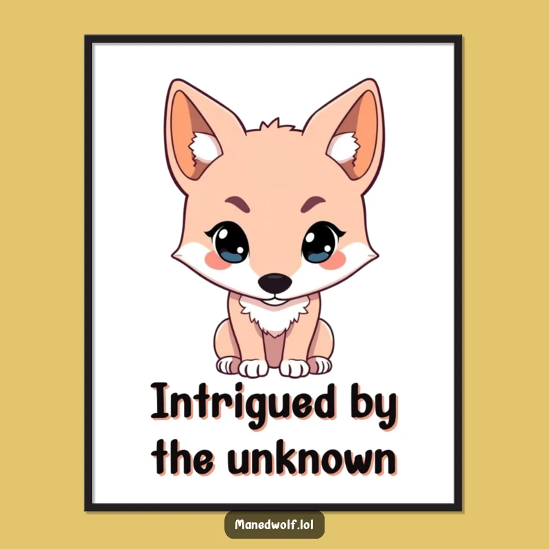 Funny Kawaii Maned Wolf Poster: Intense Gaze Art for Curious Decor