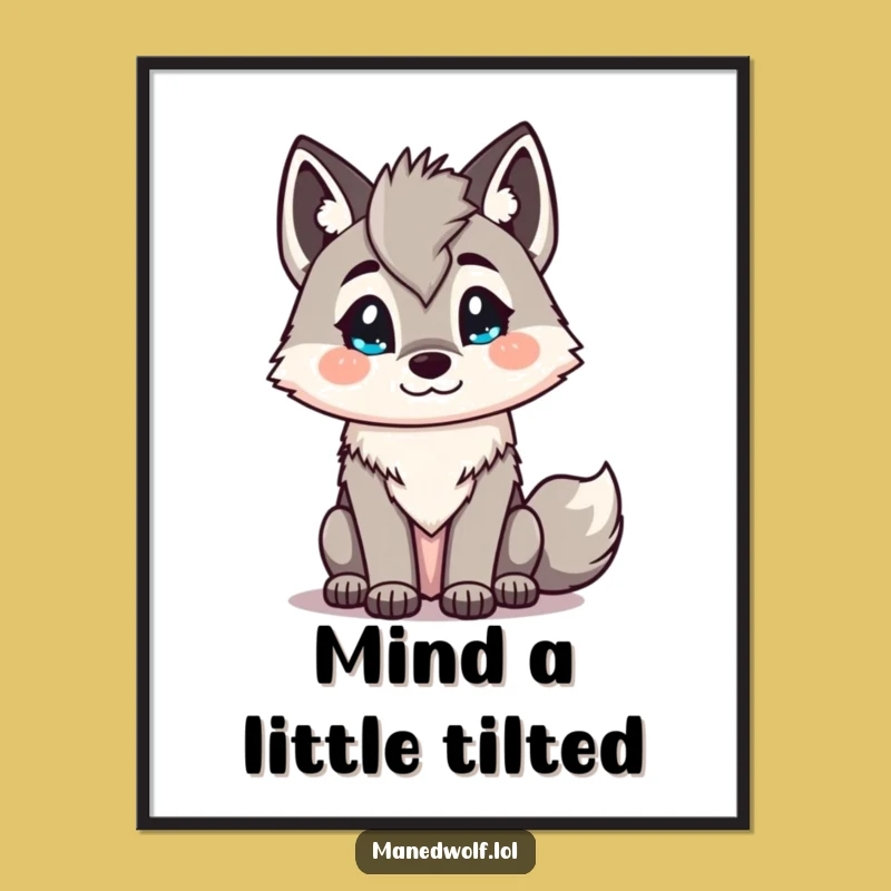 Funny Kawaii Maned Wolf Poster: Inquisitive Head Tilt Art