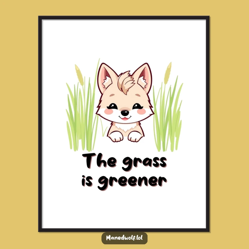 Adorable Kawaii Maned Wolf Poster: Bring Funny, Cute Art Home!