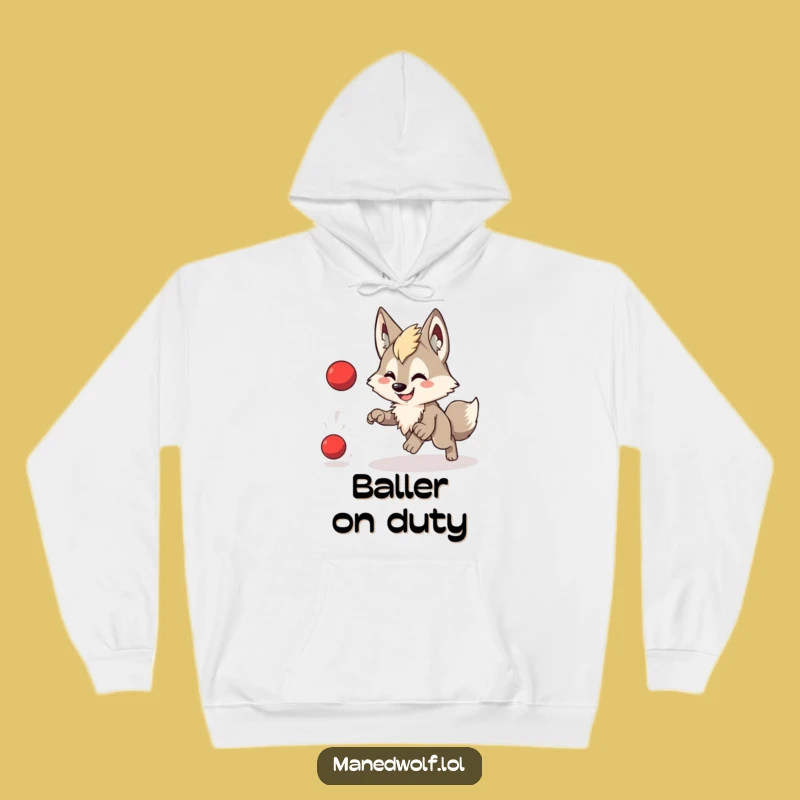 Comfy Maned Wolf Ball Hoodie - Funny Playful Woodland Wear