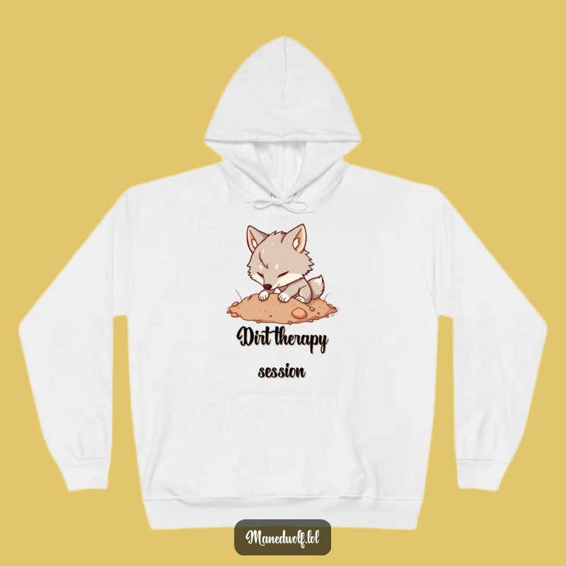 Cozy Funny Kawaii Maned Wolf Digging Hoodie: Warm Explorer, Perfect Funny Gift!