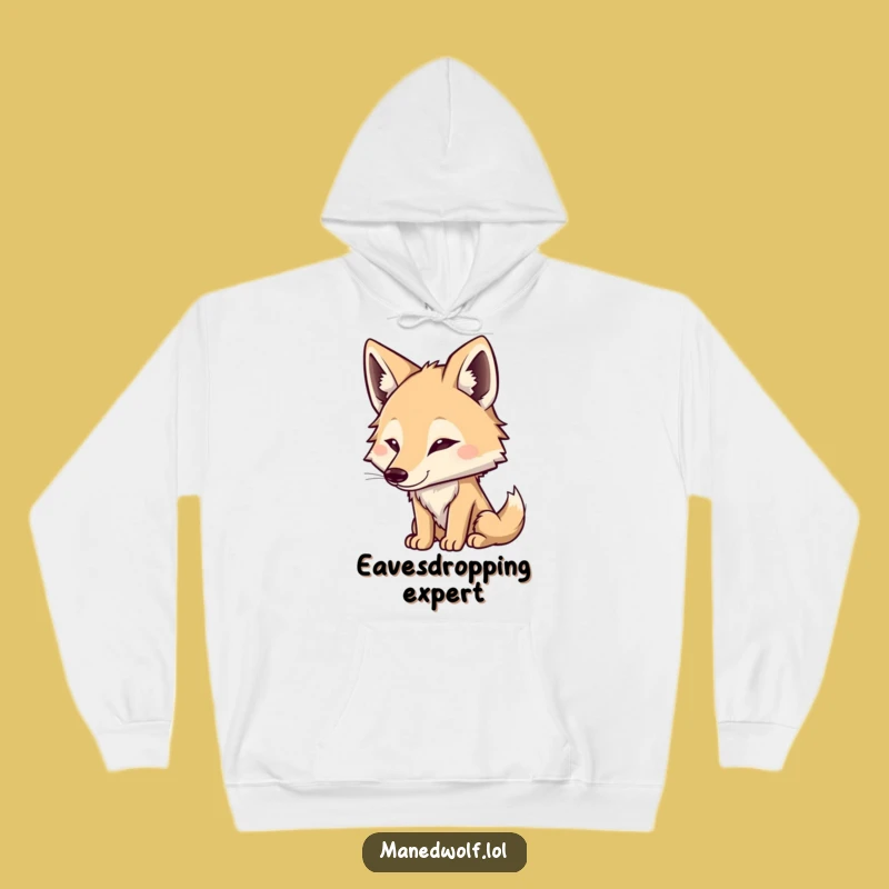 Cozy Funny Maned Wolf Listening Hoodie: Warm and Attentive Gift