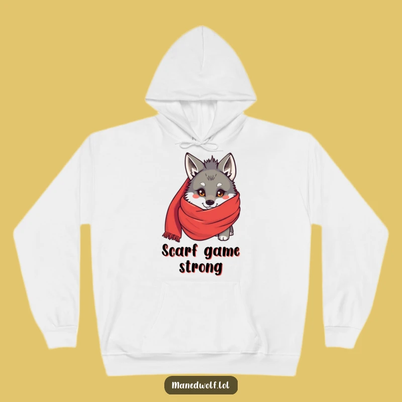 Cozy Funny Maned Wolf Scarf Hoodie - Warm & Mysterious