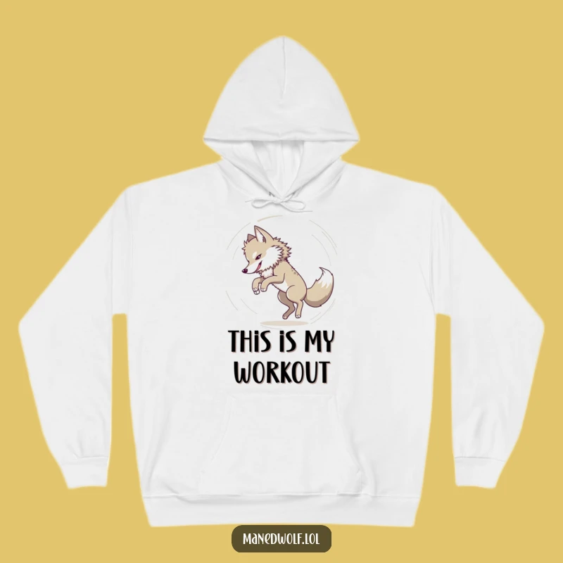 Cozy Funny Maned Wolf Tail Chase Hoodie - Warm & Whimsical