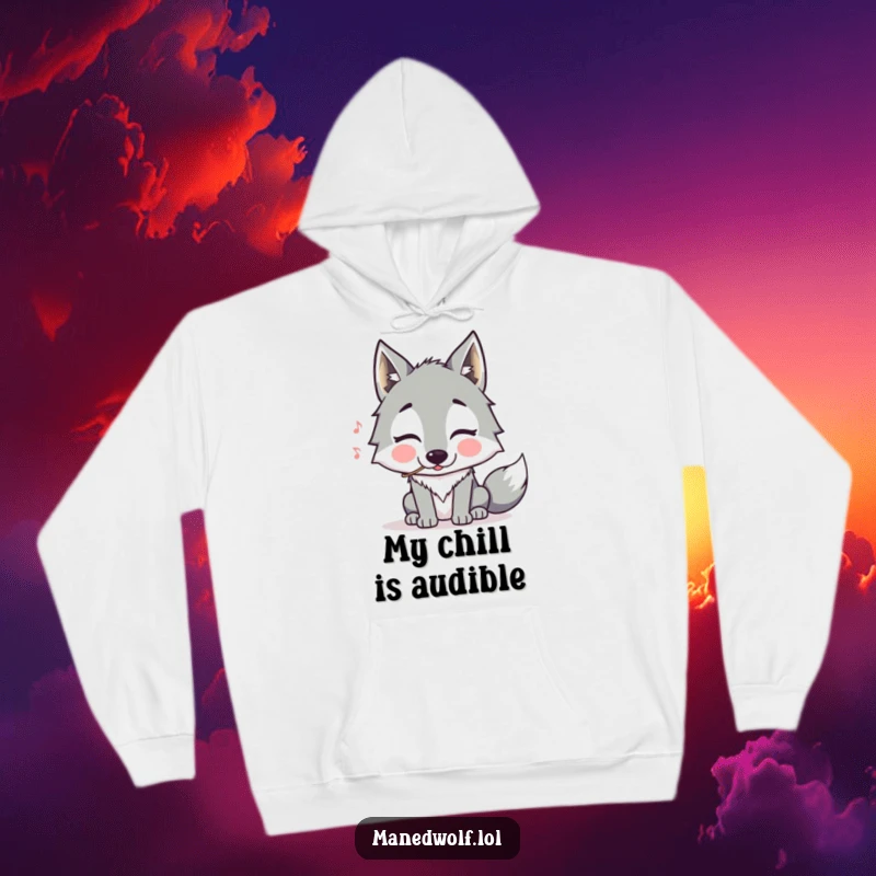 Funny Maned Wolf Hoodie: A charming illustration of a maned wolf with puffed cheeks comically attempting to whistle, perfect for cozy laughs.