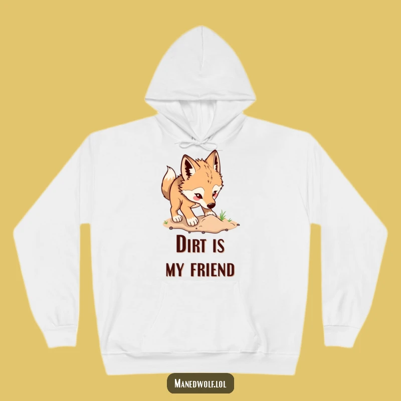 Cozy Funny Maned Wolf Digging Hoodie: Stay Warm & Playful!