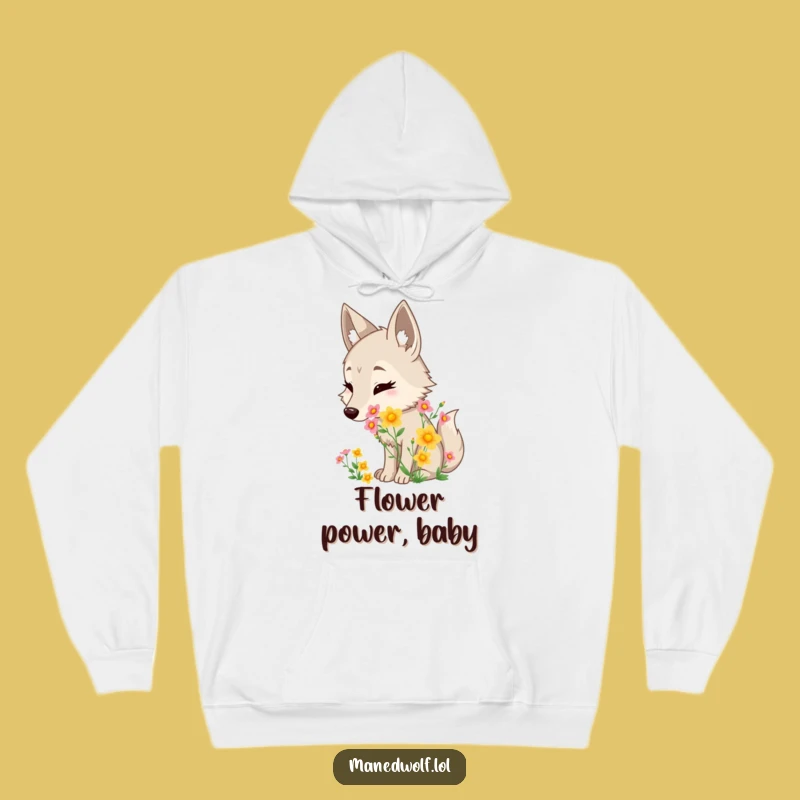 Cozy Funny Maned Wolf Flower Hoodie: Warmth and Floral Fun