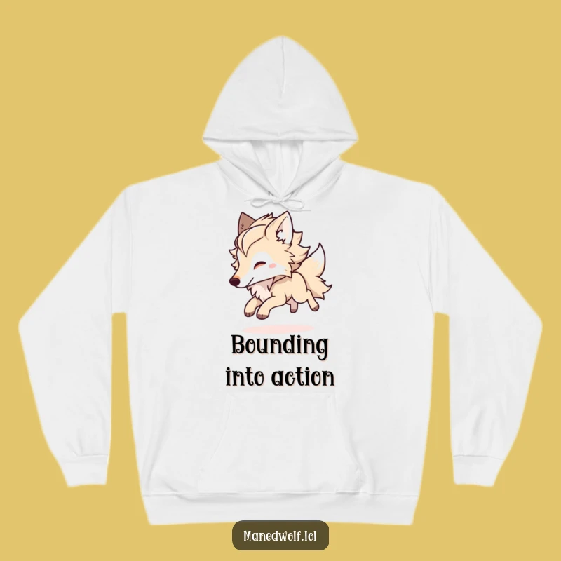 Funny Kawaii Maned Wolf Hoodie, Cozy Bounding Wolf Sweatshirt, Ideal Playful Gift