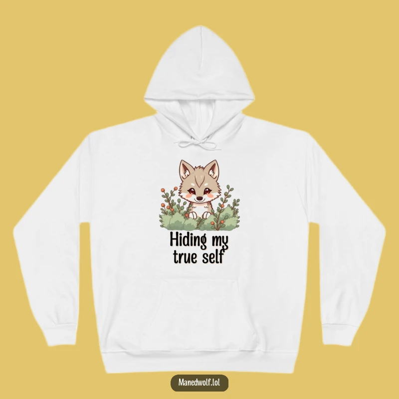 Funny Kawaii Maned Wolf Hoodie, Cozy Sneaky Peek Wolf Sweatshirt, Mysterious Gift