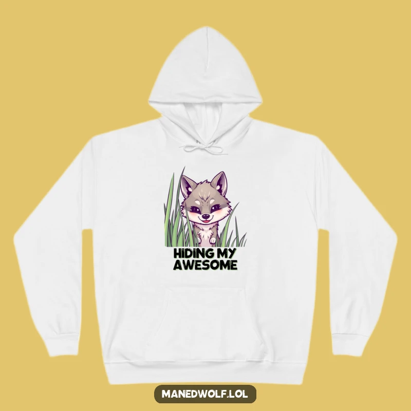 Cozy Funny Maned Wolf Grass Peek Hoodie: Warmth Meets Whimsy!