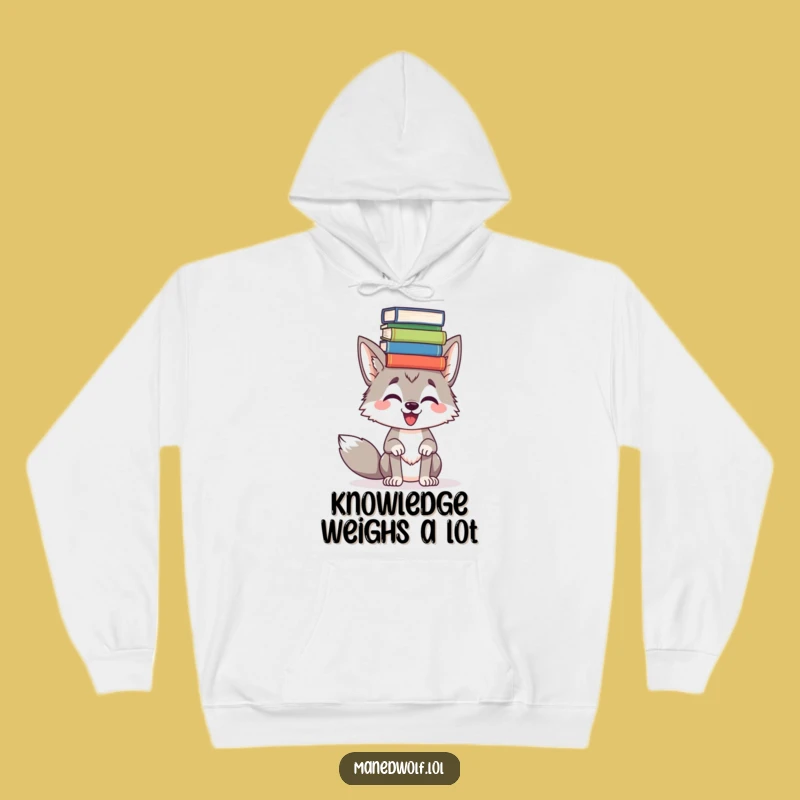 Cozy Funny Maned Wolf Book Balance Hoodie - Warm Intellect Gift