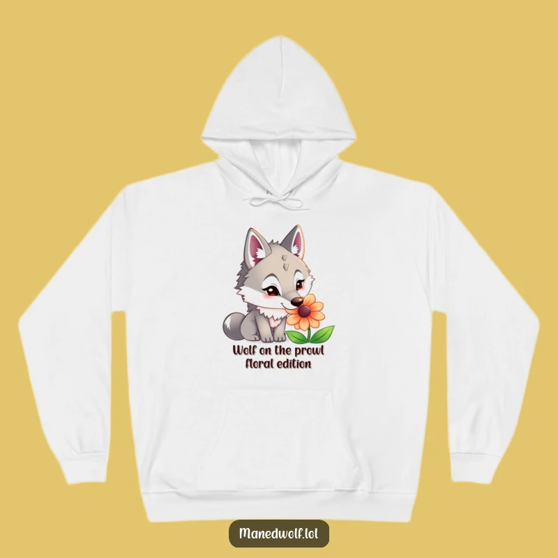 Funny Maned Wolf Flower Sniff Hoodie: Cozy Curiosity & Quirky Style
