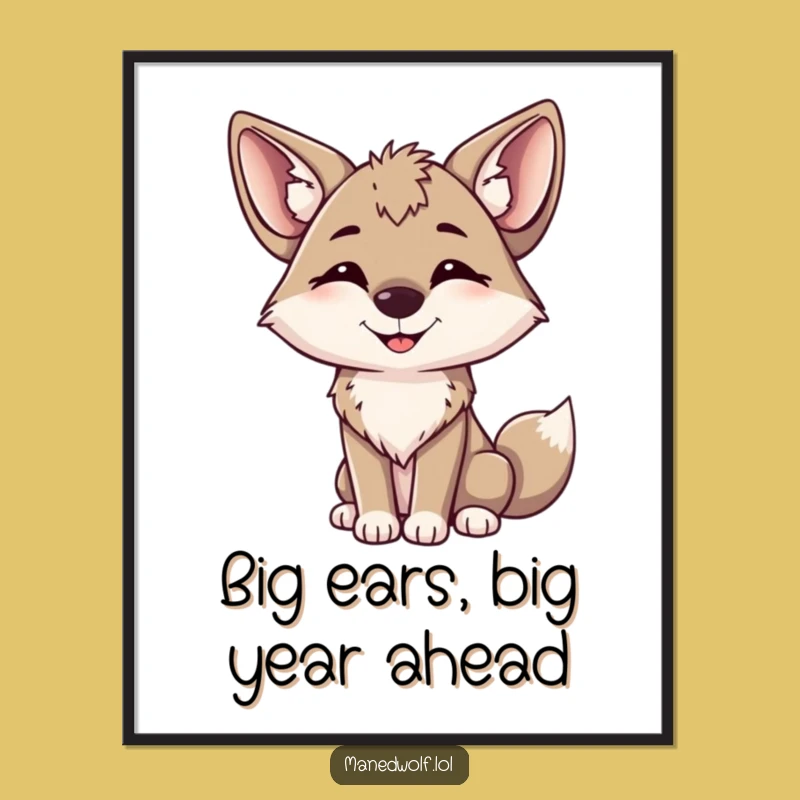 Cute Free Printable Wall Art: Happy Maned Wolf, Whimsical Downloadable Decor