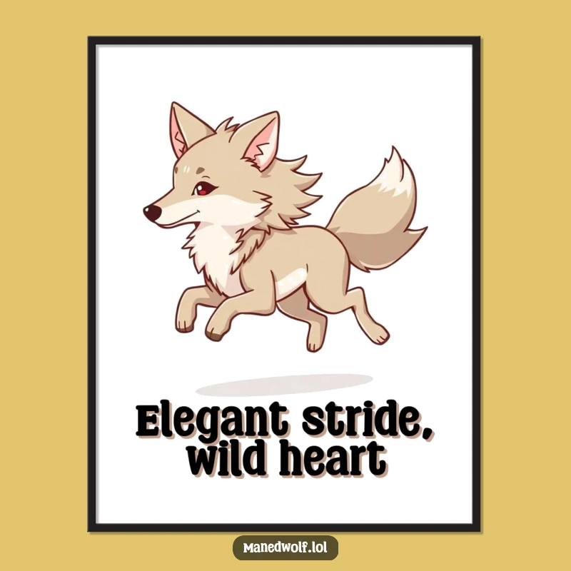 Free Printable Wall Art: Maned Wolf's Graceful Trot, Elegant Downloadable Art!
