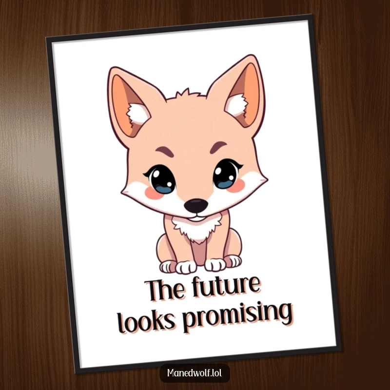 Funny Free Printable Kawaii Maned Wolf Wall Art: A wolf looks intently off-screen with curiosity, adding an air of playful mystery to your decor.