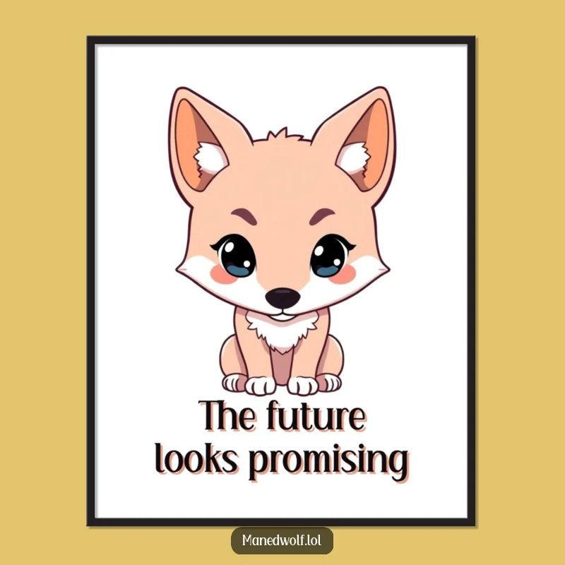 Free Printable Kawaii Maned Wolf Art: Curious Wolf Decor for a Mysterious Downloadable Gift!