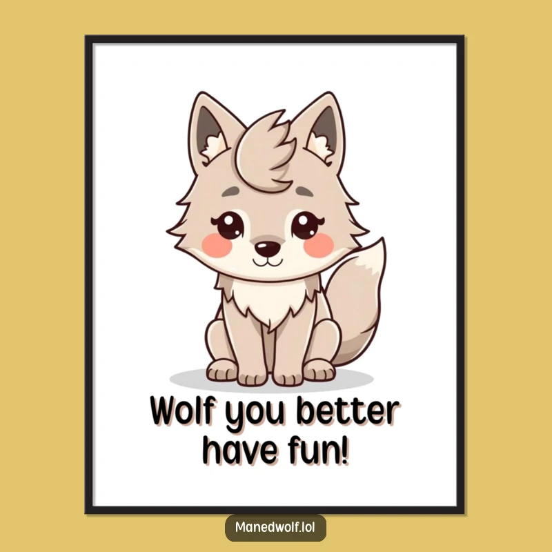 Free Printable Kawaii Maned Wolf Wall Art: Funny Downloadable Decor
