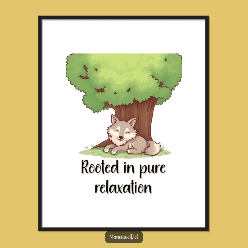 Free Printable Maned Wolf Art: Peaceful Resting Scene Downloadable Decor
