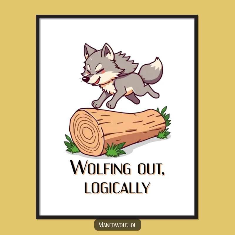 Free Printable Wall Art: Energetic Maned Wolf Leap, Funny Downloadable Decor!