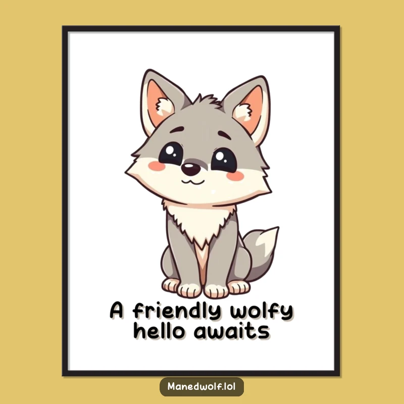 Free Printable Wall Art: Friendly Maned Wolf Greeting, Funny Downloadable Decor
