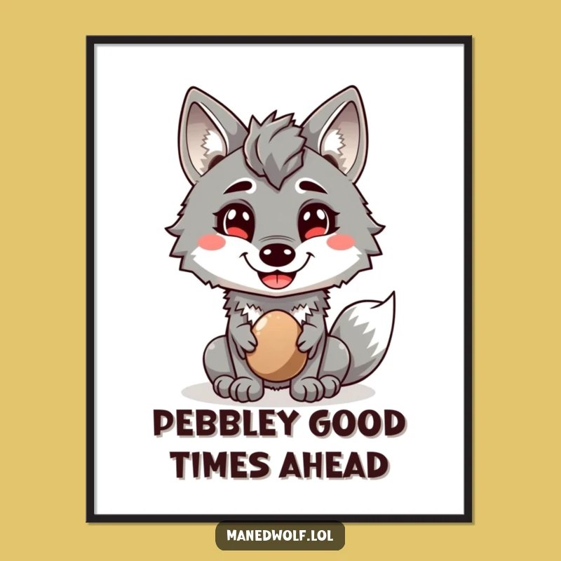 Free Printable Wall Art: Grinning Maned Wolf Pebble Art, Humorous Downloadable Decor