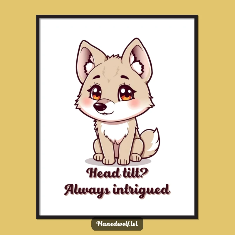 Funny Free Printable Wall Art: Curious Maned Wolf Art - Downloadable Decor