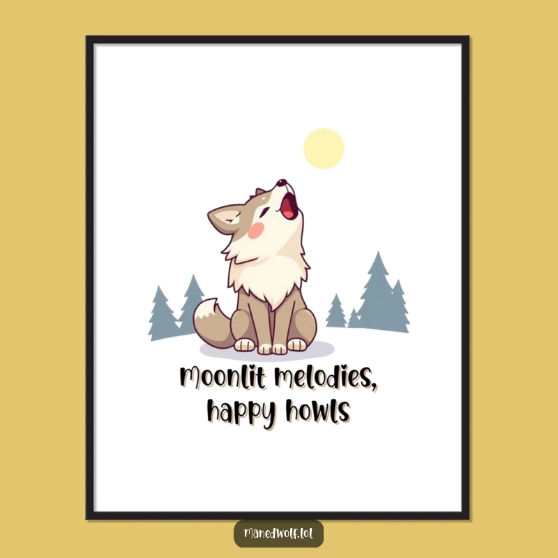 Funny Free Printable Wall Art: Kawaii Maned Wolf's Moon Song, Downloadable Art Gift!