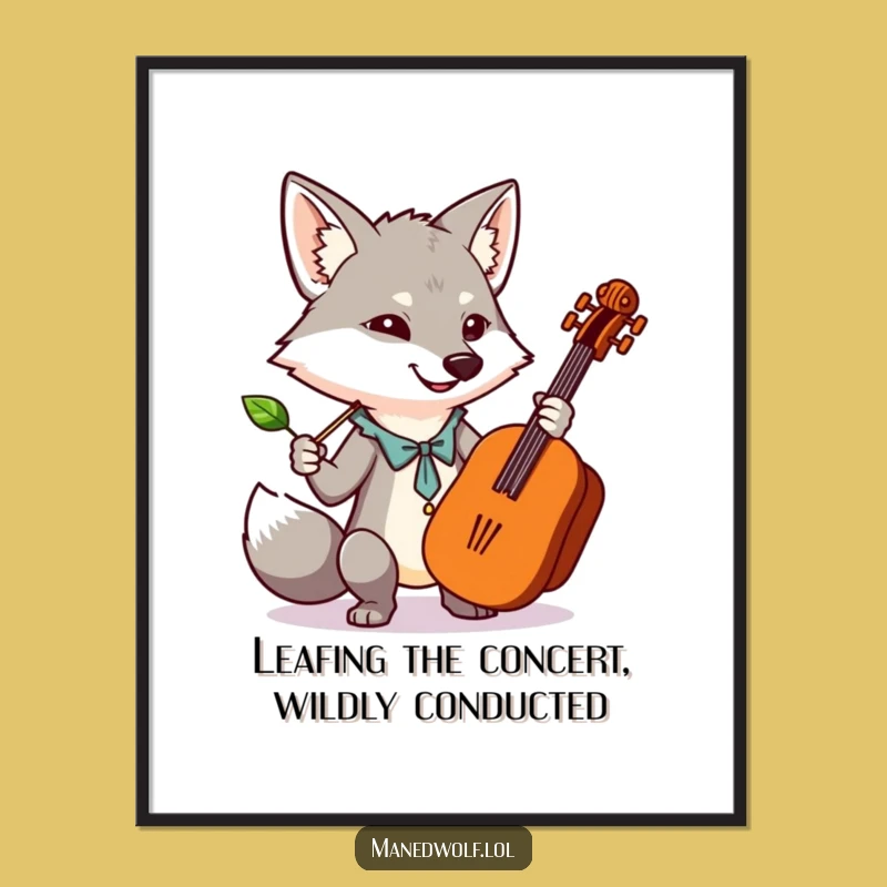 Free Printable Wall Art: Conducting Maned Wolf - Kawaii Downloadable Art for Music Lovers