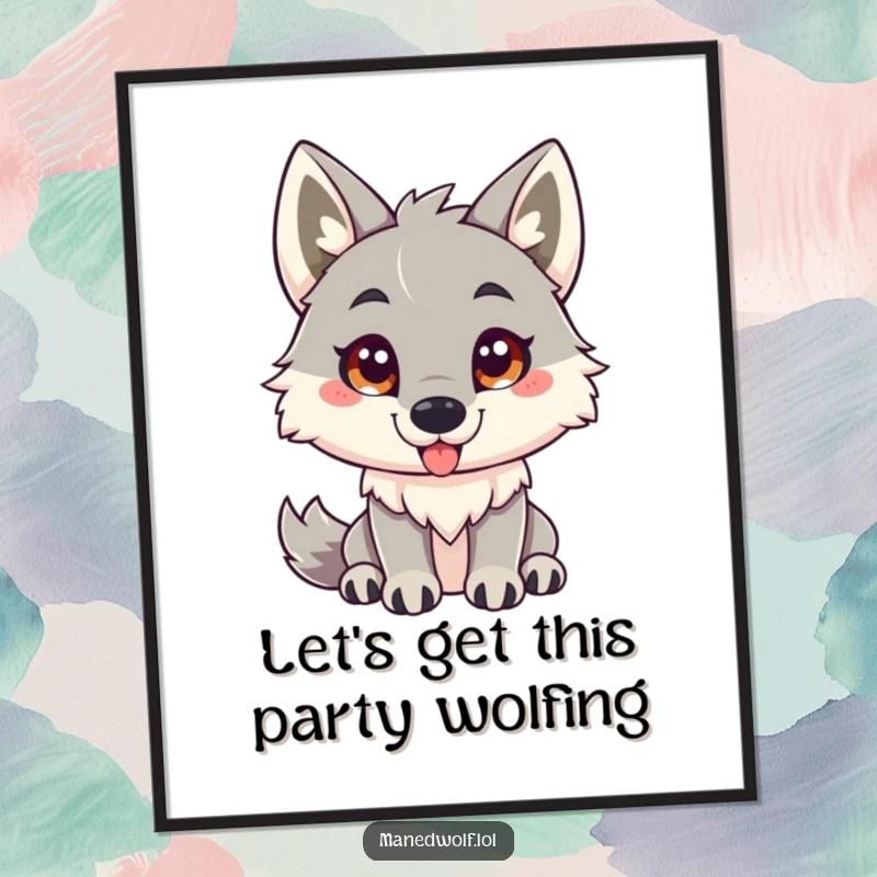 Funny Free Printable Wall Art: A friendly maned wolf with an inviting expression, ready to jump into the frame.