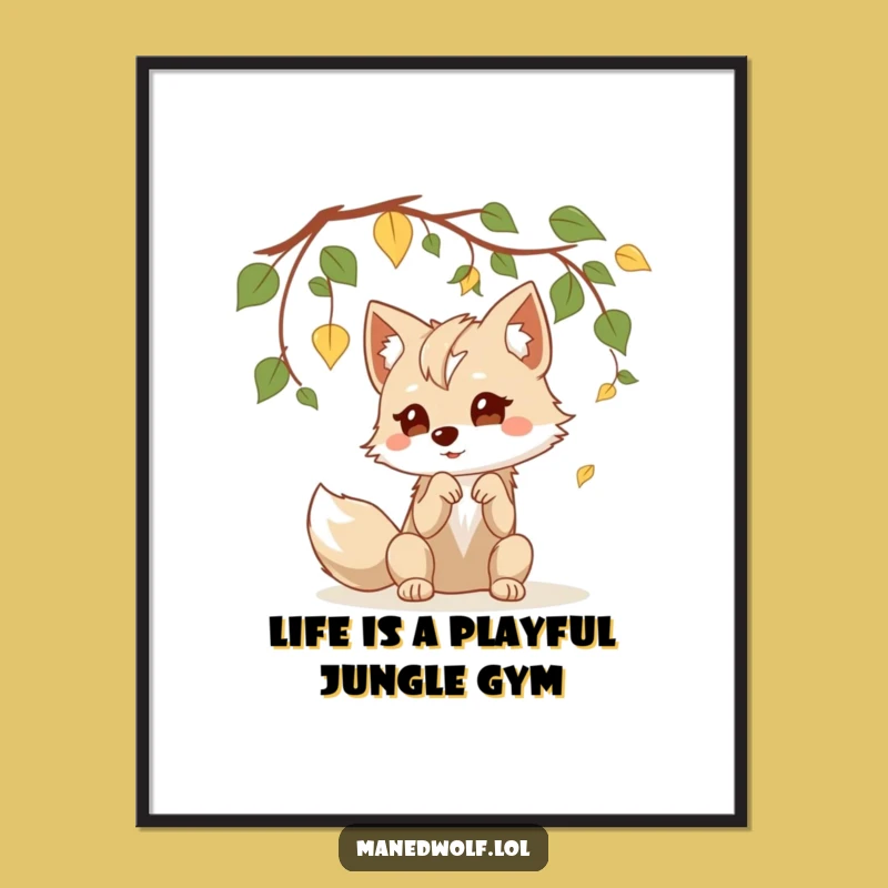 Free Printable Kawaii Maned Wolf Art: Playful Wolf Decor for a Fun Downloadable Gift!