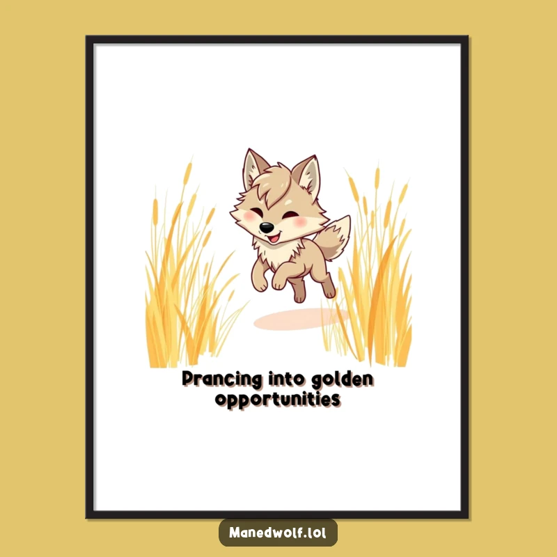 Free Printable Wall Art: Maned Wolf Prancing Beauty - Funny Downloadable Home Decor