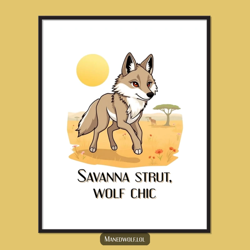 Elegant Free Printable Wall Art: Maned Wolf Savanna Trot, Stunning Downloadable Decor