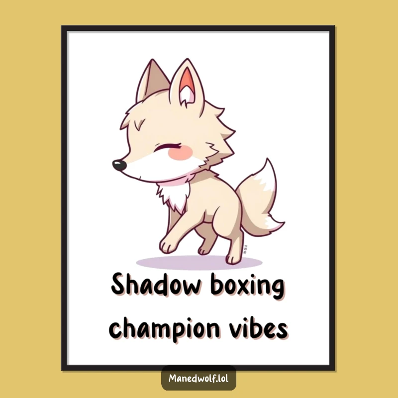 Free Printable Wall Art: Funny Maned Wolf Chasing Shadow, Downloadable Decor