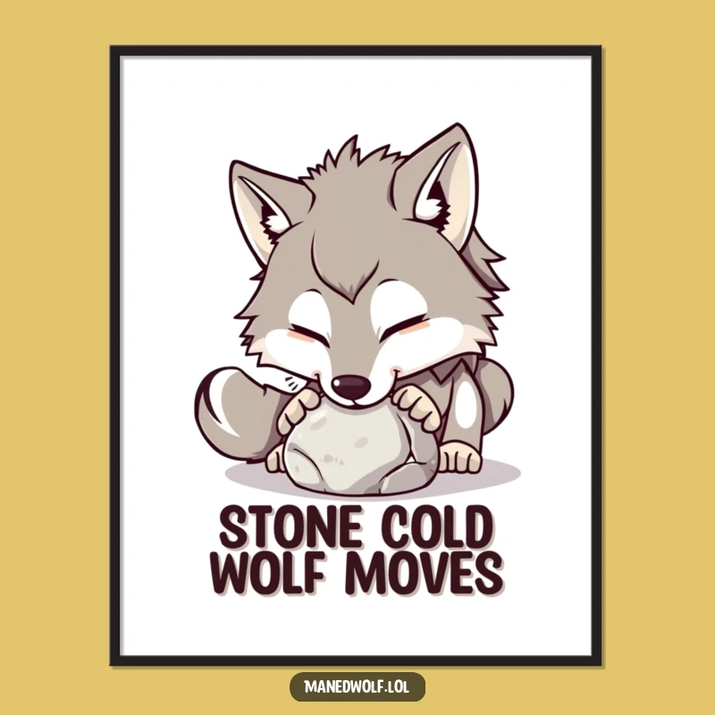 Funny Free Printable Wall Art: Maned Wolf Stone Nudge, Quirky Downloadable Decor