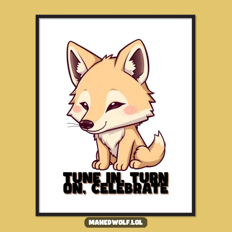 Funny Free Printable Wall Art: Cute Maned Wolf Listening Intently, Whimsical Decor