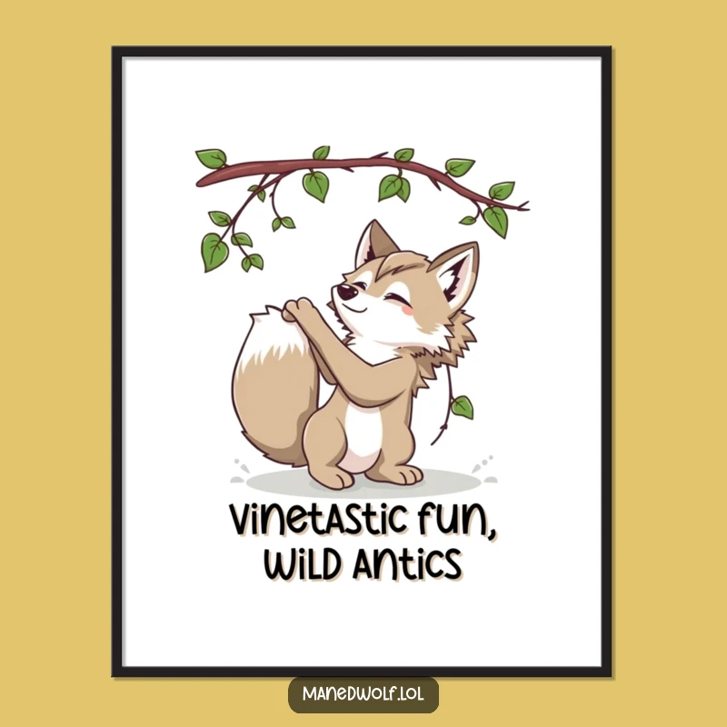 Funny Free Printable Wall Art: Maned Wolf's Playful Bat, Downloadable Art Gift!