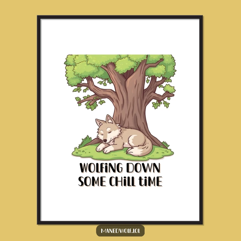 Funny Free Printable Wall Art: Relaxed Maned Wolf Art - Downloadable Decor