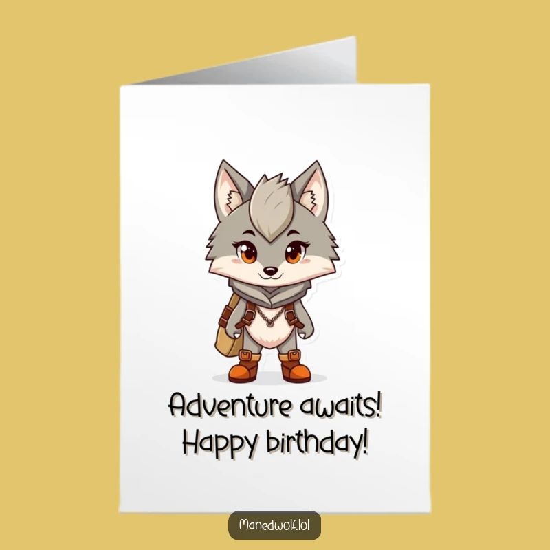 Funny Free Printable Birthday Card: Adventurous Maned Wolf - Downloadable Gift