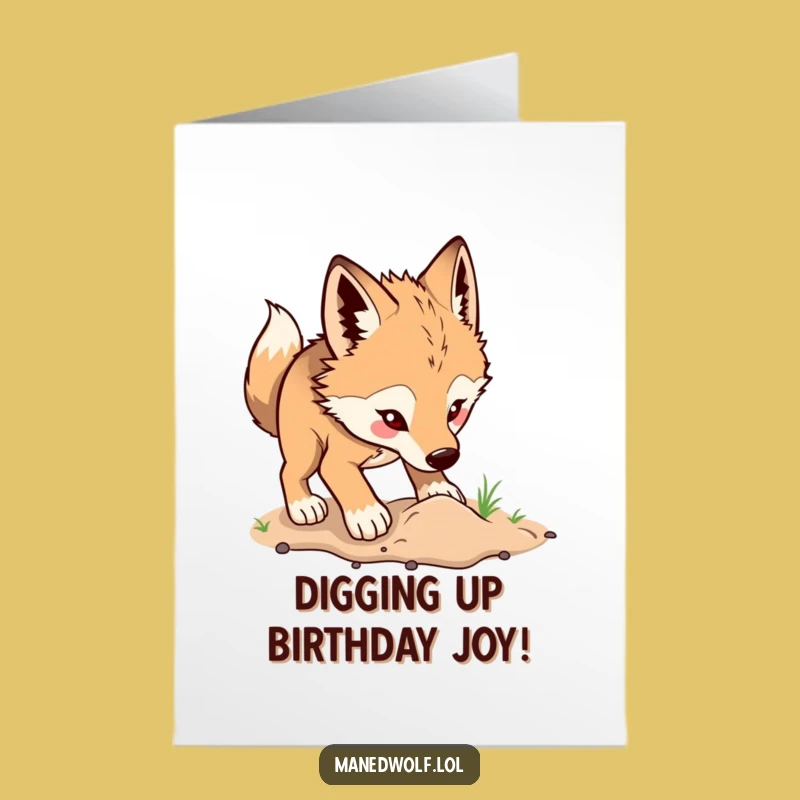 Free Printable Maned Wolf Birthday Card: Digging For Fun Downloadable Greeting