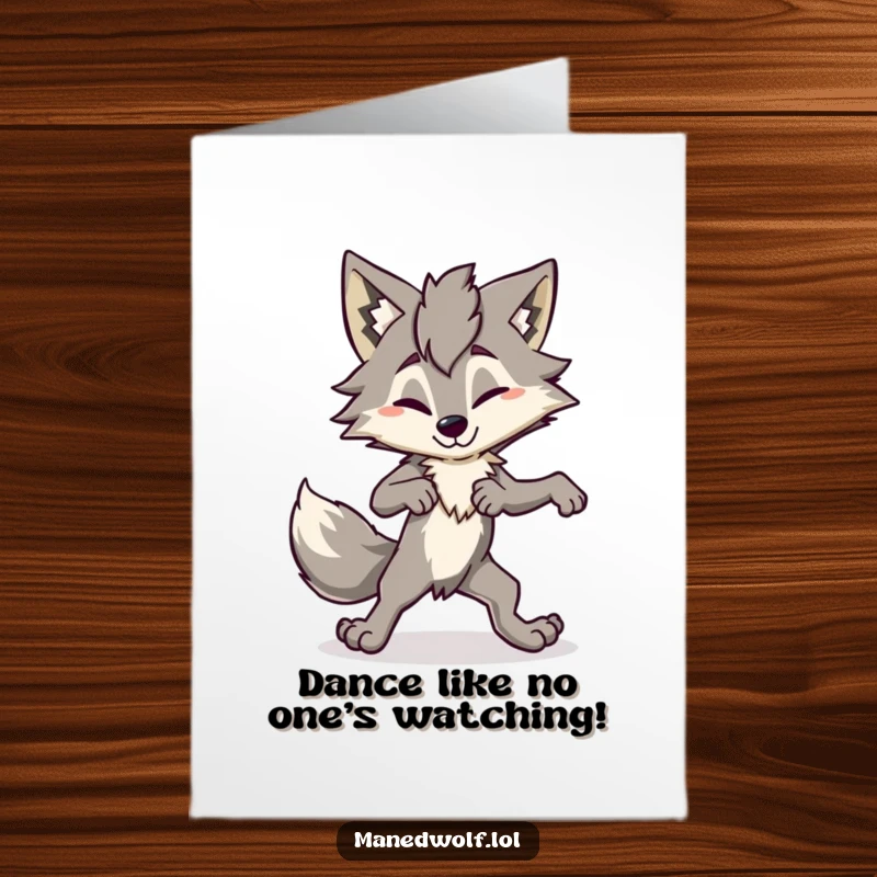 Funny Free Printable Birthday Card: Maned wolf doing a hilariously awkward dance move, full of comedic energy.