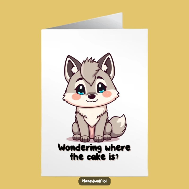 Free Printable Birthday Card: Curious Kawaii Maned Wolf - Funny Downloadable Gift