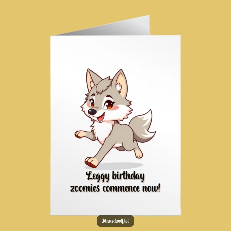 Free Printable Birthday Card: Funny Maned Wolf Trotting - Hilarious Downloadable Gift!