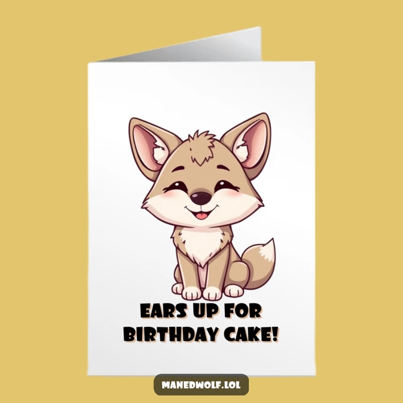 Free Printable Birthday Card: Happy Maned Wolf, Cute Downloadable Gift