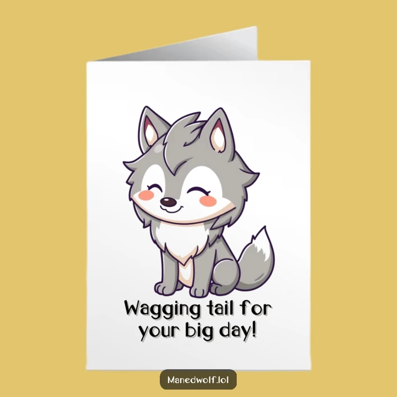 Free Printable Birthday Card: Happy Maned Wolf Grinning - Joyful Downloadable Gift!