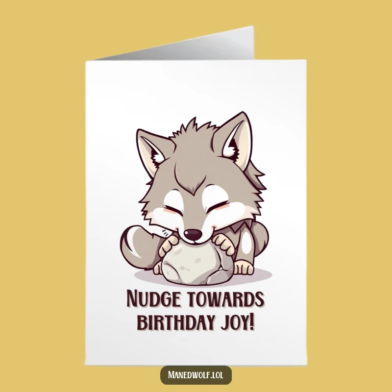 Free Printable Birthday Card: Playful Maned Wolf Stone Nudge, Funny Gift