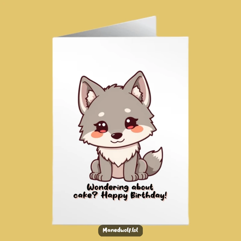 Funny Free Printable Birthday Card: Curious Kawaii Maned Wolf, Perfect DIY Downloadable Gift!