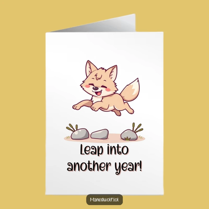 Free Printable Birthday Card: Maned Wolf Leap, Dynamic Downloadable Gift for Adventurous Celebrations